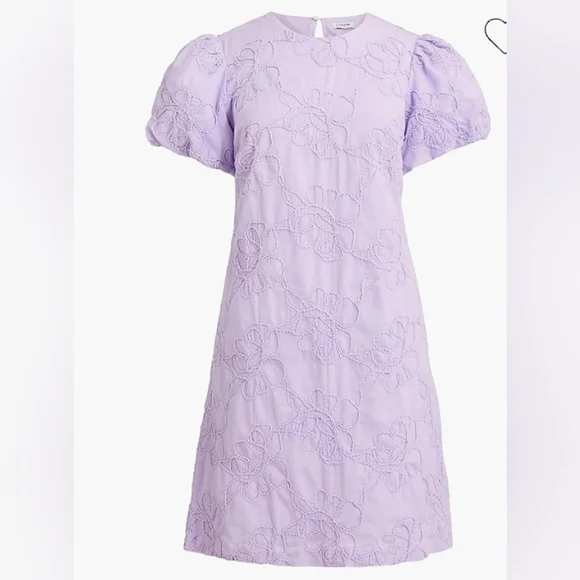 J.Crew Eyelet puff-sleeve mini dress :$128 Vintage Lilac size 4 - Picture 4 of 13